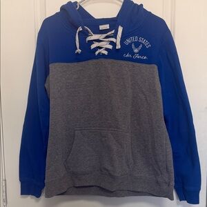Air Force Women's Blue and Gray Lace-Up Hoodie